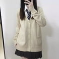 thumbnail image 1 of Uniforme Japonais JK Cardigan Tricoté Chandail Manches Longues Style Preppy Doux Confortable Automne Hiver, 1 of 10