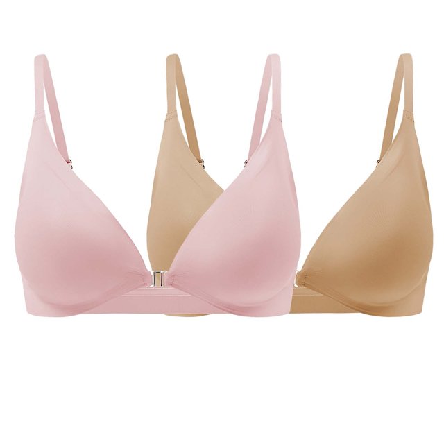 Women's Sexy Triangle Bralette Comfort Full Coverage Bra Front Close Deep V Seamless Wireless Adjustable Bras