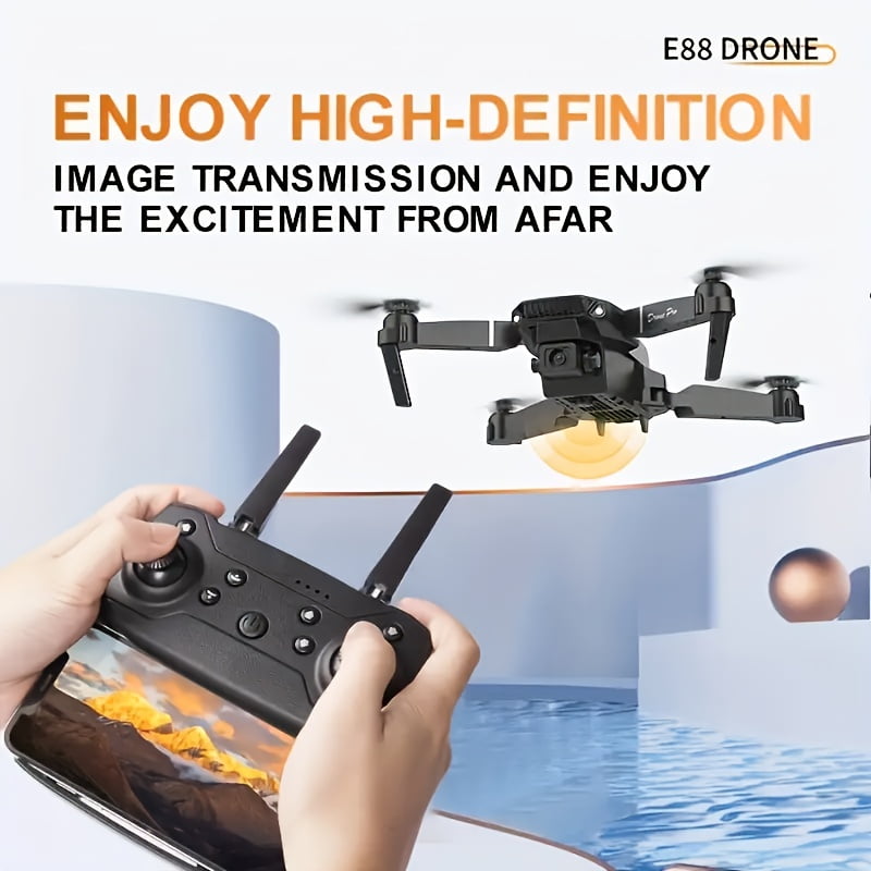 The E88 PRO Dual-camera Drone Features Stable Optical Flow, Is A Foldable Remote-controlled Drone, A Remote-controlled Drone Suitable for Beginners, And An Economical Indoor And Outdoor Aircraft