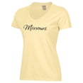 thumbnail image 2 of Women's  Gold Missouri Tigers Script Logo Comfort Wash V-Neck T-Shirt, 2 of 3