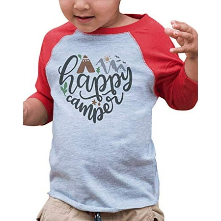 

7 ate 9 Apparel Kid s Happy Camper Heart Red Raglan