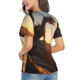 thumbnail image 3 of Vsdgher Seaside Sunset Cool Dragon Women Shirts V Neck Short Sleeve Tops T-Shirt Basic Tees, S to 3XLMedium, 3 of 5