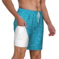 thumbnail image 2 of Kdxio Blue Glitter Print Men'S Swim Trunks With Compression Liner 7 Inch Inseam Quick Dry Swim Shorts, 2 of 7