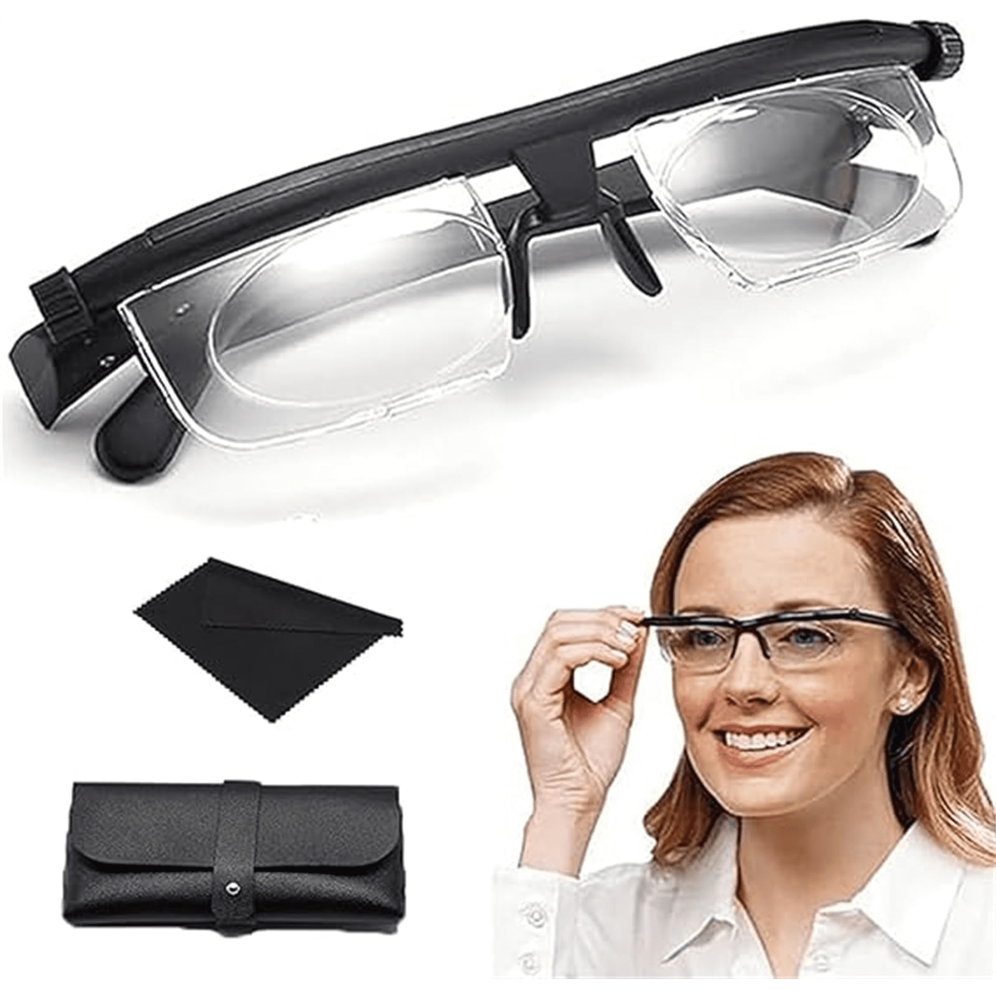 Rulwuck Clear View Pro Adjustable Glasses, Clear View Pro Adjustable Lens Glasses, Clear View Pro Women's Glasses, Adjustable Dial Vision Presbyopia Glasses, Near and Far Sight Glasses