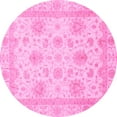 thumbnail image 1 of Ahgly Company Indoor Round Oriental Pink Modern Area Rugs, 4' Round, 1 of 4
