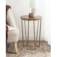 thumbnail image 6 of Kate and Laurel Solvay Round Metal and Wood Side Table, 16 x 16 x 24, Walnut and Antique Brass, Mid-Century Modern Bedroom Nightstand Table with Solid Mango Wood Tabletop and Iron Base, 6 of 7