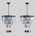 thumbnail image 6 of 20" 3-Tier Crystal Chandelier, 7-Light Black Frame Pendant Light for Living Room Dining Room Bedroom Ceiling, Elegant Modern Lighting, 6 of 7