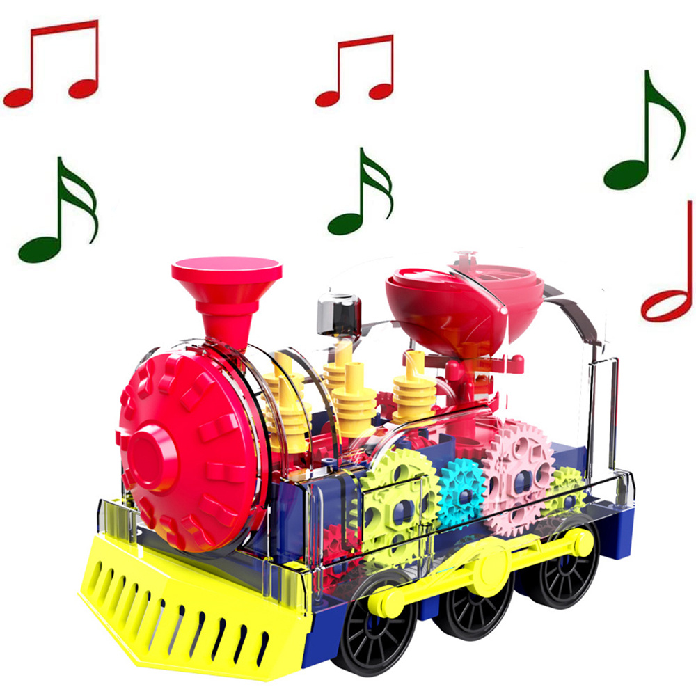Electric Train with Music Rotating Light,2022 Upgrade Transparent Gear