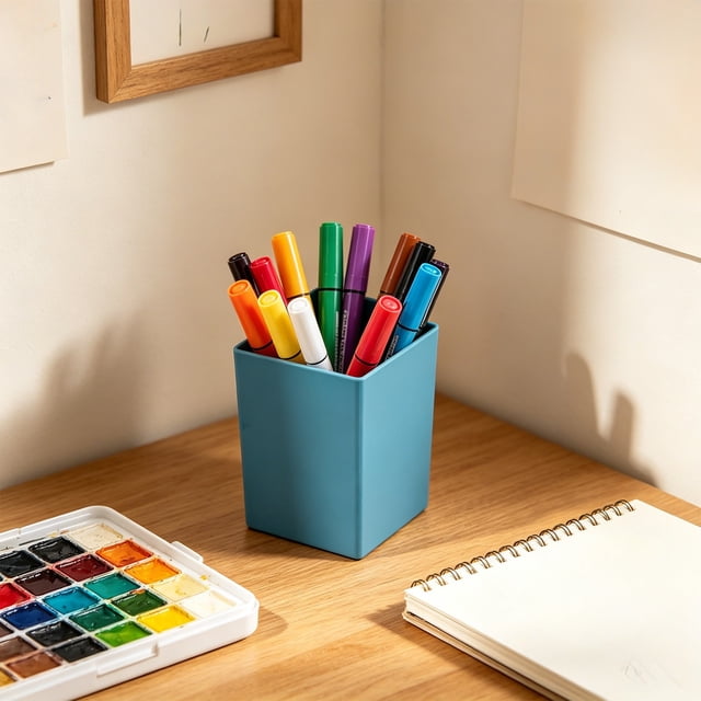 Plastic Pen Desktop organizer - Office Supplies Storage Caddy, Multicolor Stationery Holder, Green, JKODE