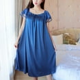 thumbnail image 4 of ZPAQI Womens Summer Lace Ice Silk Nightdress Short Sleeve Loose Plus Size Nightgown XL, 4 of 19