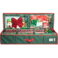 thumbnail image 5 of HOLDN' STORAGE Wrapping Paper Storage Container, Fits 27 Rolls Gift Wrap, Extra Pockets for Ribbons & Bows, Underbed Storage - Green & Red Trim, 5 of 9