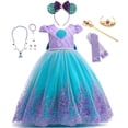 thumbnail image 2 of Vestido de princesa Ariel de La Sirenita de Disney, vestido de encaje con lazo para niñas, disfraces de Cosplay, Vestido de Halloween para niños, fiesta de cumpleaños, vestidos de noche 3T Gao Jinjia LED, 2 of 2