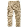 thumbnail image 4 of Men Cargo Pants Pockets Casual Solid Color Straight Leg Pants Multi Pockets Lightweight Utility Streetwear Trousers Khaki 34, 4 of 8