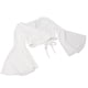 thumbnail image 2 of Women Wrap V Neck Top Criss Cross Tie Back Long Sleeve Navel Exposed Blouse Shirt Top White XL, 2 of 22