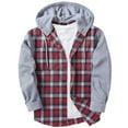 thumbnail image 2 of Fozruso Mens Spring And Autumn Plaid Stitching Long Sleeved Casual Hooded Jacket Top, 2 of 3