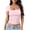 Pink, variant on Women Casual Fashion Square Neck Short Sleeve T Shirt Slim Fit Solid Color Ribbed Knit Fitted Tee Shirts Basic Pullover Tops