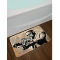 thumbnail image 2 of Jazz Music Bath Mat, Grunge Style Illustration of Musician Sunglasses Playing Trumpet, Plush Bathroom Decor Mat with Non Slip Backing, 29.5" X 17.5", Beige Black, 2 of 2