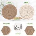 thumbnail image 4 of Haosy Set of 6 Drink Woven Coaster with Holder Heat Resistant Non-Slip Bar Coasters 4 Inches Mojave Tan, 4 of 7