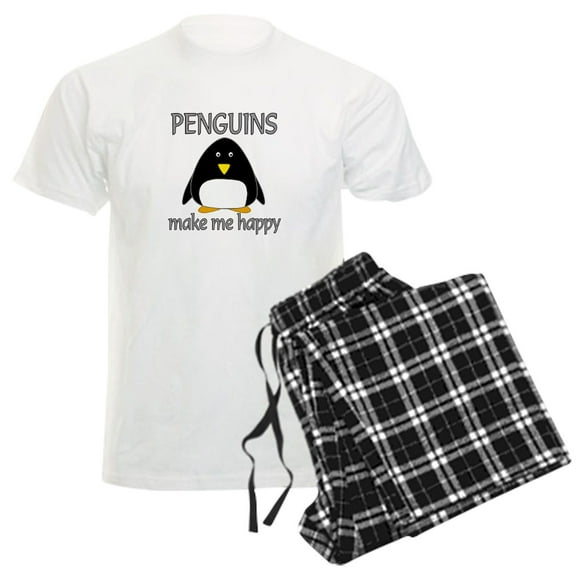 CafePress - Penguin Happy Men's Light Pajamas - Men's Light Loose Fit Cotton Pajama Set