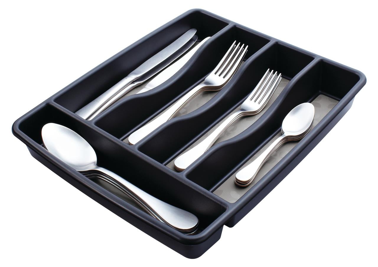 4 Section Cutlery Tray Box 13" x 21" BLACK 