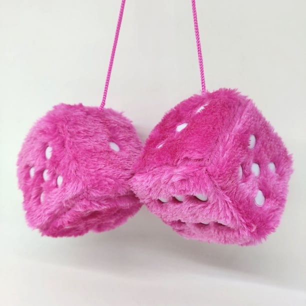 Dado de peluche con estampado de pelo largo de 7,5 cm, colgante para coche