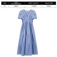 thumbnail image 2 of Vestido de primavera para mujer 2023, manga corta, único, cruzado, informal, midi, vestidos de sol, mangas abullonadas, vestidos de verano de manga corta para mujer, 2 of 8