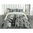 thumbnail image 2 of Ambesonne Black White Quilted Coverlet 3 Pcs, Wall Street NYC Photo, King Size, White and Black, 2 of 4