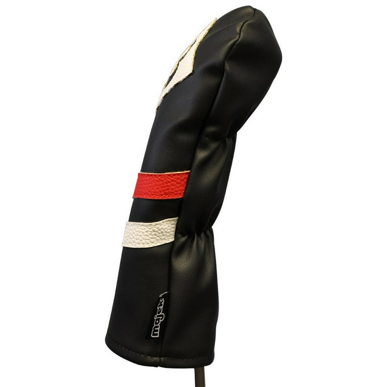 Majek Retro Golf Headcovers Black Red and White Vintage Leather