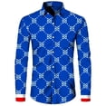 thumbnail image 2 of Camisas de moda para hombre, divertidas camisetas con estampado de letras, solapa con botones, cárdigan informal de manga corta y larga, ropa de calle de hip hop, camisa, 2 of 5