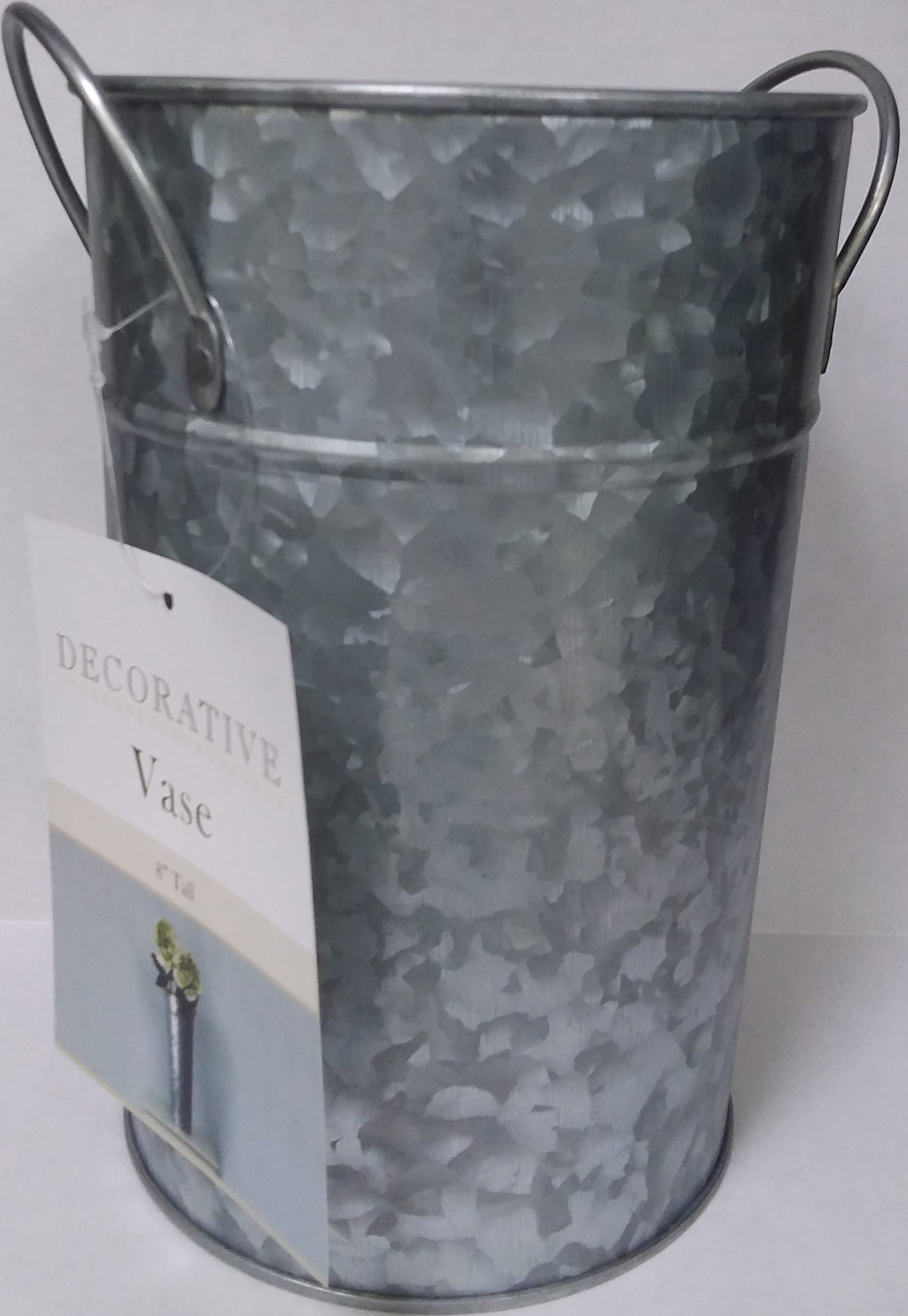 Metal Galvanized Decorative Vase, 8.5"