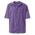 thumbnail image 4 of Designer Spring Summer Men's Casual Cotton Linen Solid Color Short Sleeve Shirts Loose Shirts 4XL, 4 of 4