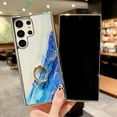 thumbnail image 5 of SaniMore for Samsung Galaxu S22 Ultra 6.8" 2022 Case with 360 Rotating Ring Bracket, Unique Fashion Marble Print Pattern Soft TPU Slim Fit Protective Shockproof Stylish Girly Stand Case, Darkpurple, 5 of 7