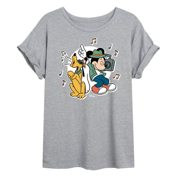 Disney - Mickey & Friends - Pluto Sings while Mickey Dances - Women's Oversized T-Shirt