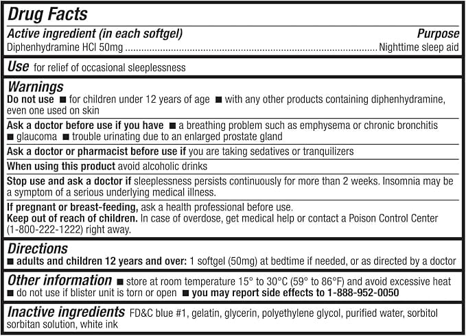 HealthA2Z® Sleep Aid | Diphenhydramine HCl 50mg | Nighttime Sleep Softgels | 10 Counts (Pack of 24) | 240 Softgels Total | Value Pack