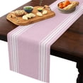 thumbnail image 2 of Table Runner Dresser Scarves 120 Inch Long, Rustic Modern Minimalist Art Linen Dining Table Runners White Stripe Line on Pink Tabletop Scarf for Wedding Holiday Party Kitchen, 2 of 9