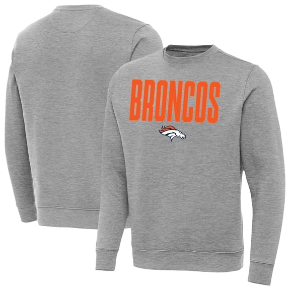 Men's Antigua  Heather Gray Denver Broncos Victory Sweatshirt
