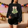 thumbnail image 3 of Womens Christmas Sweatshirts Xmas Tree Printed Crop Tops for Teen Girls Casual Crewneck Long Sleeve Pullovers (S, Black), 3 of 5
