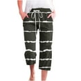 thumbnail image 2 of WXLWZYWL Items Free Shipping Summer Linen Capris for Women Striped Casual Summer Wide Leg Pants Drawstring Elastic High Waist Jogger Travel Beach, 2 of 5