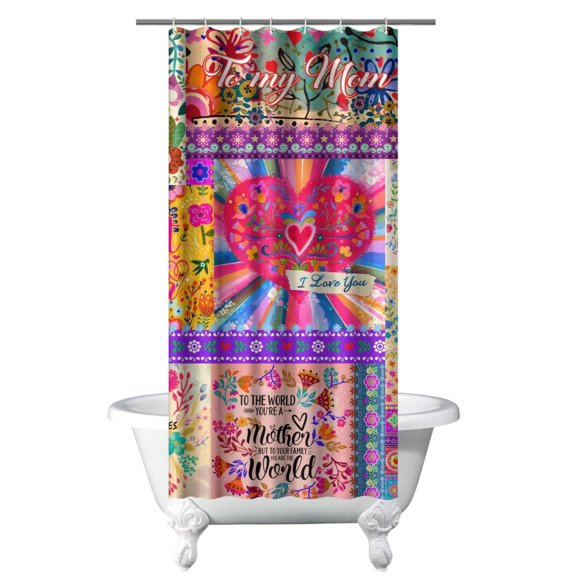 Small Stall Narrow Shower Curtain 36"W x 72"L – Tropical Bohemian Leaves, Mid-Century Abstract Boho Botanical Bathroom Decor, Vintage Floral Palm Leaf Pattern, Rustic Tribal Folk Style