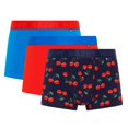 thumbnail image 1 of Happy Socks Bóxers para hombre, paquete de 3 - Trunks, algodón elástico, lisos/estampados Cherry L (Large), 1 of 7