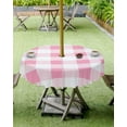 thumbnail image 3 of Outdoor Tablecloth with Umbrella Hole and Zipper Pink Plaid Round Outdoor Tablecloths 60 Inch Table Cloths Spring Buffalo Stripe Patio Table Cloth Cover for Outdoor Tables Picnic Garden, 3 of 6