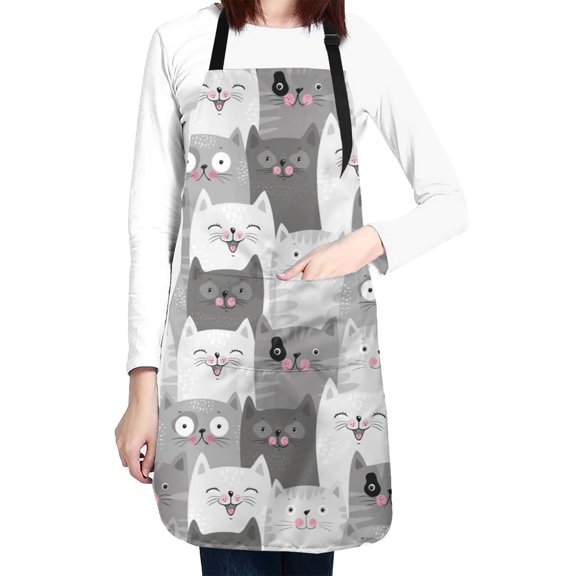 Waldeal Cute Cats Pattern Aprons for Women With Pockets, Birthday Gifts for Cat Lovers Men Chef Mom Dad Wife Husband Auntie