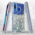 thumbnail image 2 of Galaxy A20 Case, Galaxy A30 Case Hard Clear Glitter Sparkle Flowing Liquid Case - Silver, 2 of 7