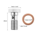 thumbnail image 3 of Unique Bargains 2pcs AN4 7/16-20 Thread Brake Line Banjo Bolt with Copper Washers Single Banjo Bolt 25mm Length, 3 of 6