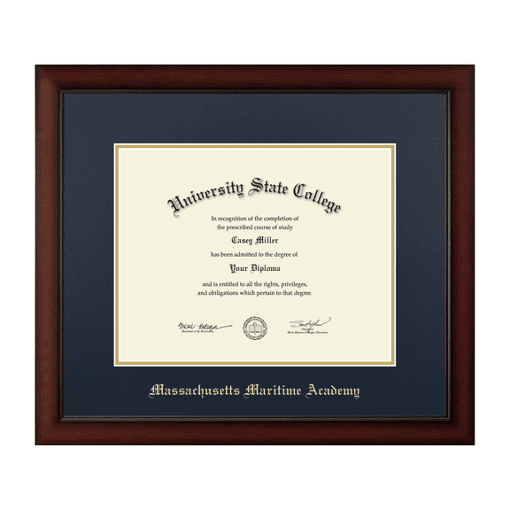 Framerly - Massachusetts Maritime Academy Diploma Frame with Navy and Gold Mat