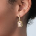 thumbnail image 3 of Gem Stone King 4.96 Ct Octagon Peach Simulated Morganite 18K Yellow Gold Plated Silver Earrings, 3 of 6