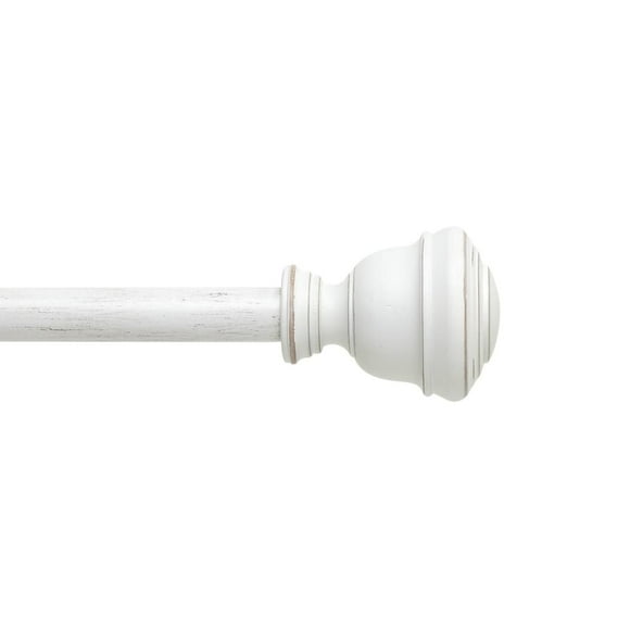 FARM WHITEWASH 3/4" ROD 42-120" WHITE, Single Curtain Rod