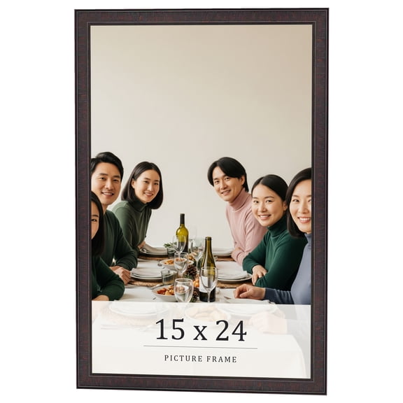15x24 Rustic Brown Real Wood Picture Frame Width 0.75 inches | Interior Frame Depth 0.5 inches |
