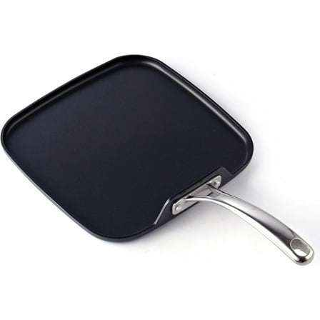 Nonstick Square Griddle Pan 11 x 11-Inch, Hard Anodized Cookware Griddle Pan, Black