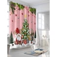 thumbnail image 3 of Fsddascl Pink Christmas Gnomes Shower Curtain Set - Small 36" x 72" Washable Bathtub Curtain with 12 Hooks, Xmas Tree Snowflake Pine Needle Waterproof Fabric Stall Shower Curtains for Bathroom, 3 of 6